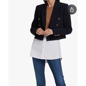 NWT Veronica Beard Nevis Jacket Cropped Double Breasted Navy Size 4 Classic